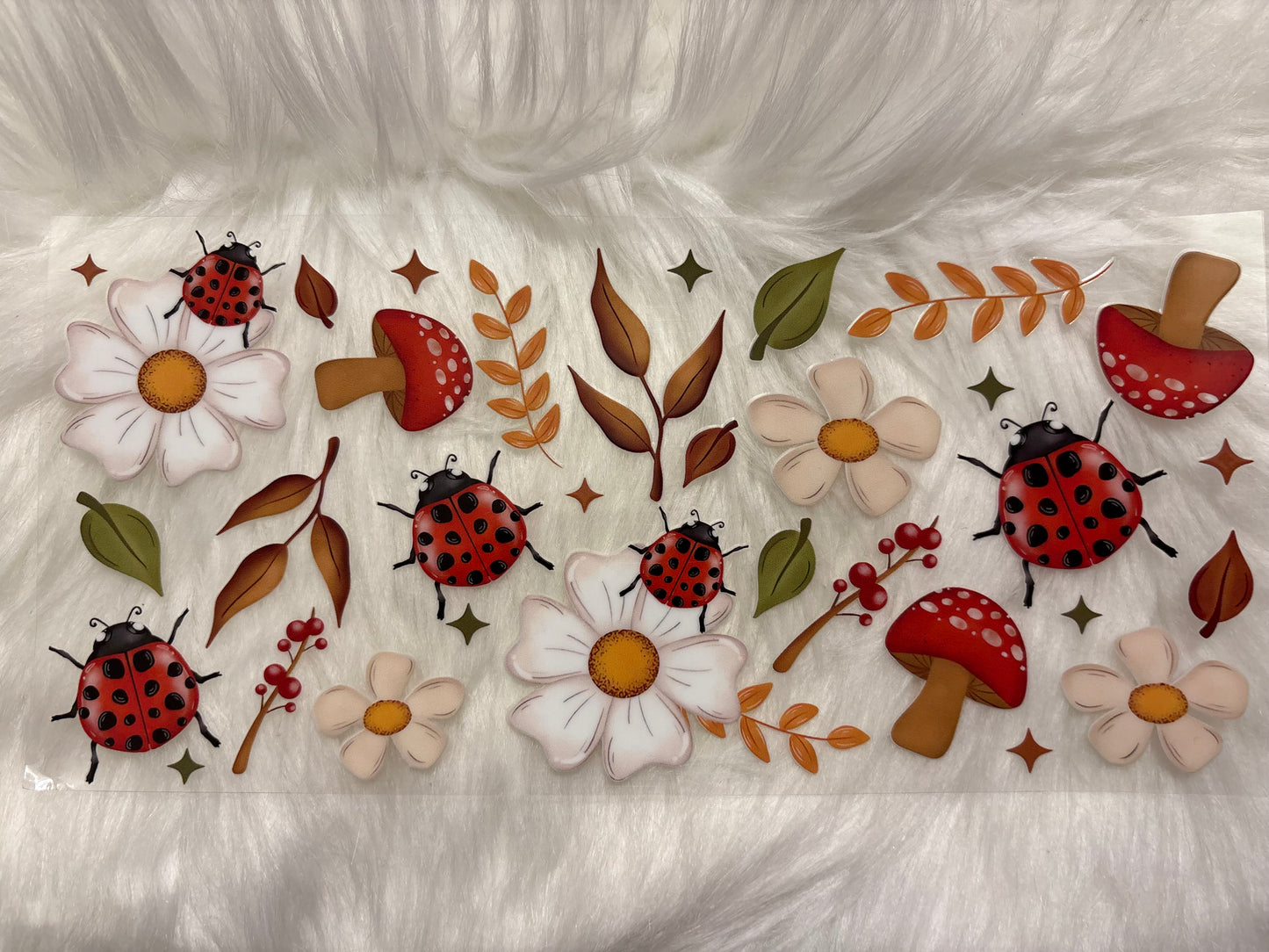 Lady Bug And Flowers