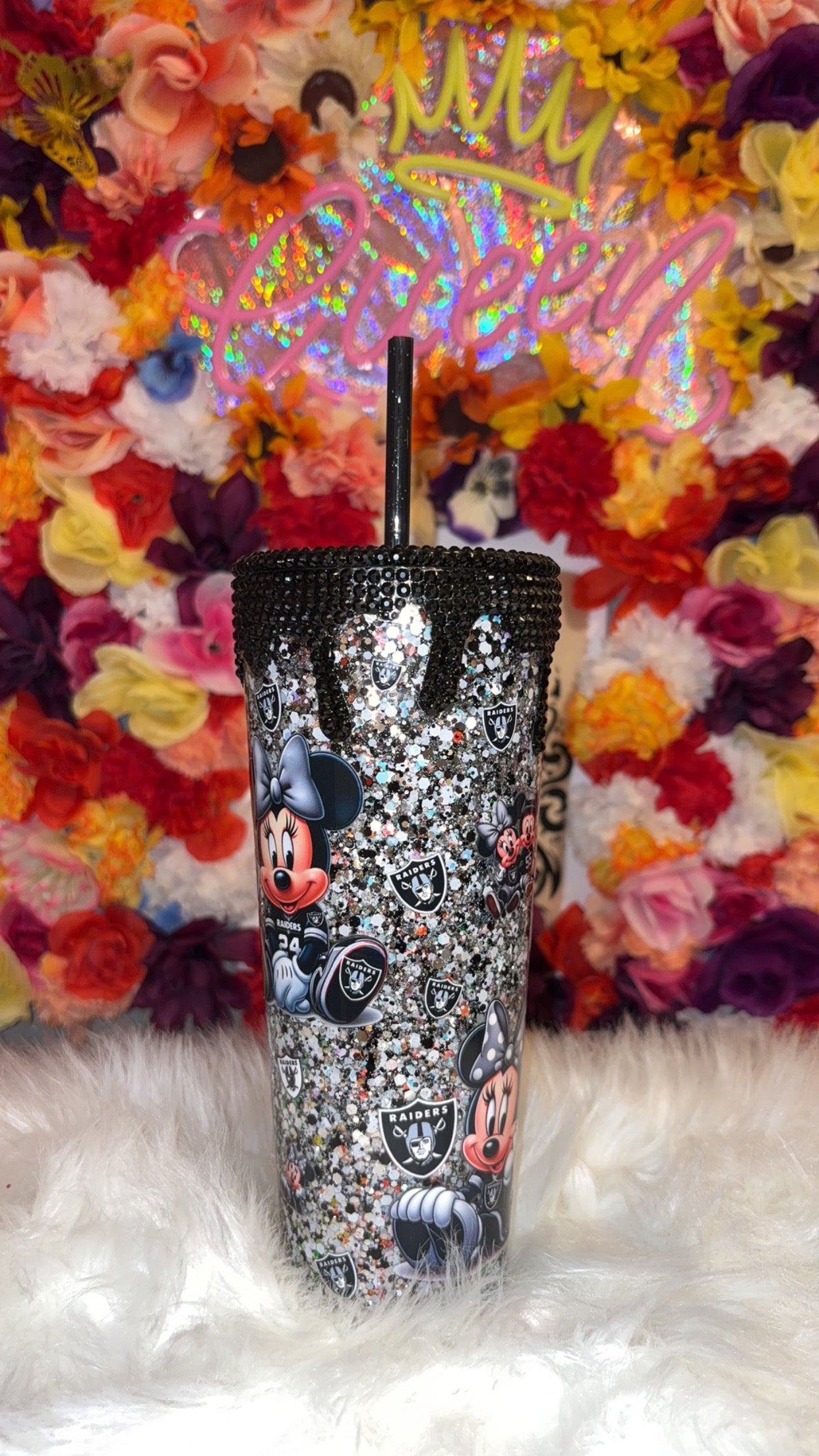 Snow globe Foot Ball Character Drip Tumbler *Suspended Flow*