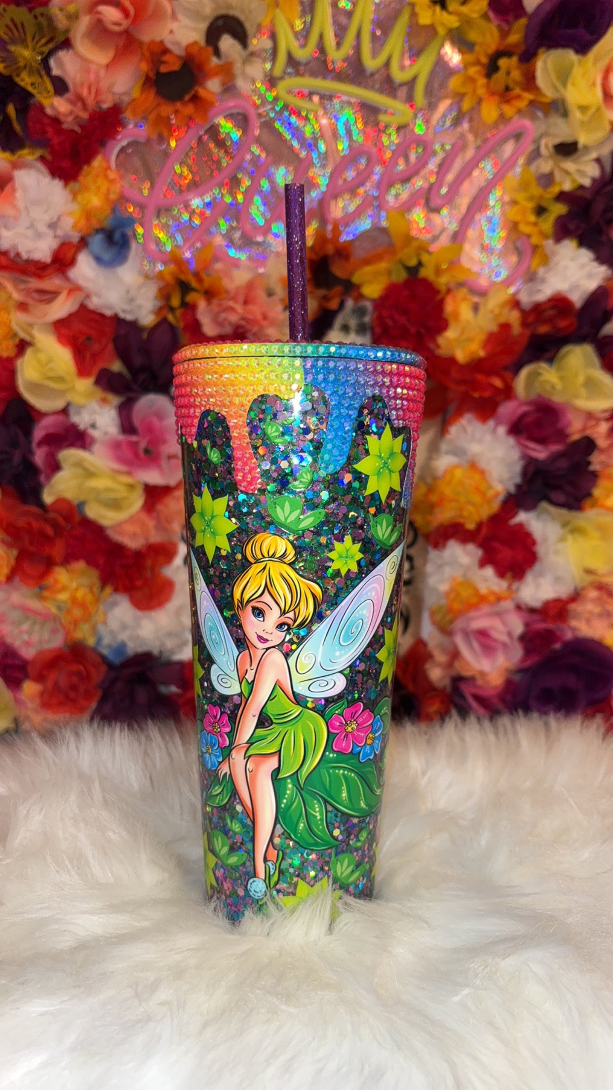 Snow globe Tinker Bell Drip Tumbler *Slow Flow*