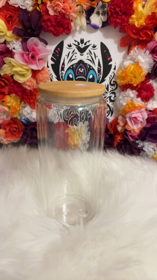 Glass Snow globe tumbler 16oz