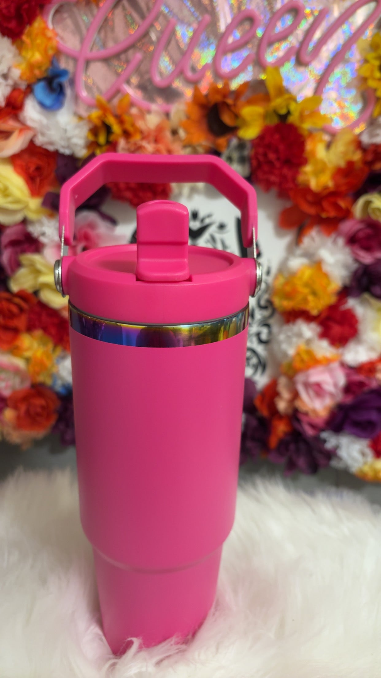 Stainless steel hot pink tumbler 30oz