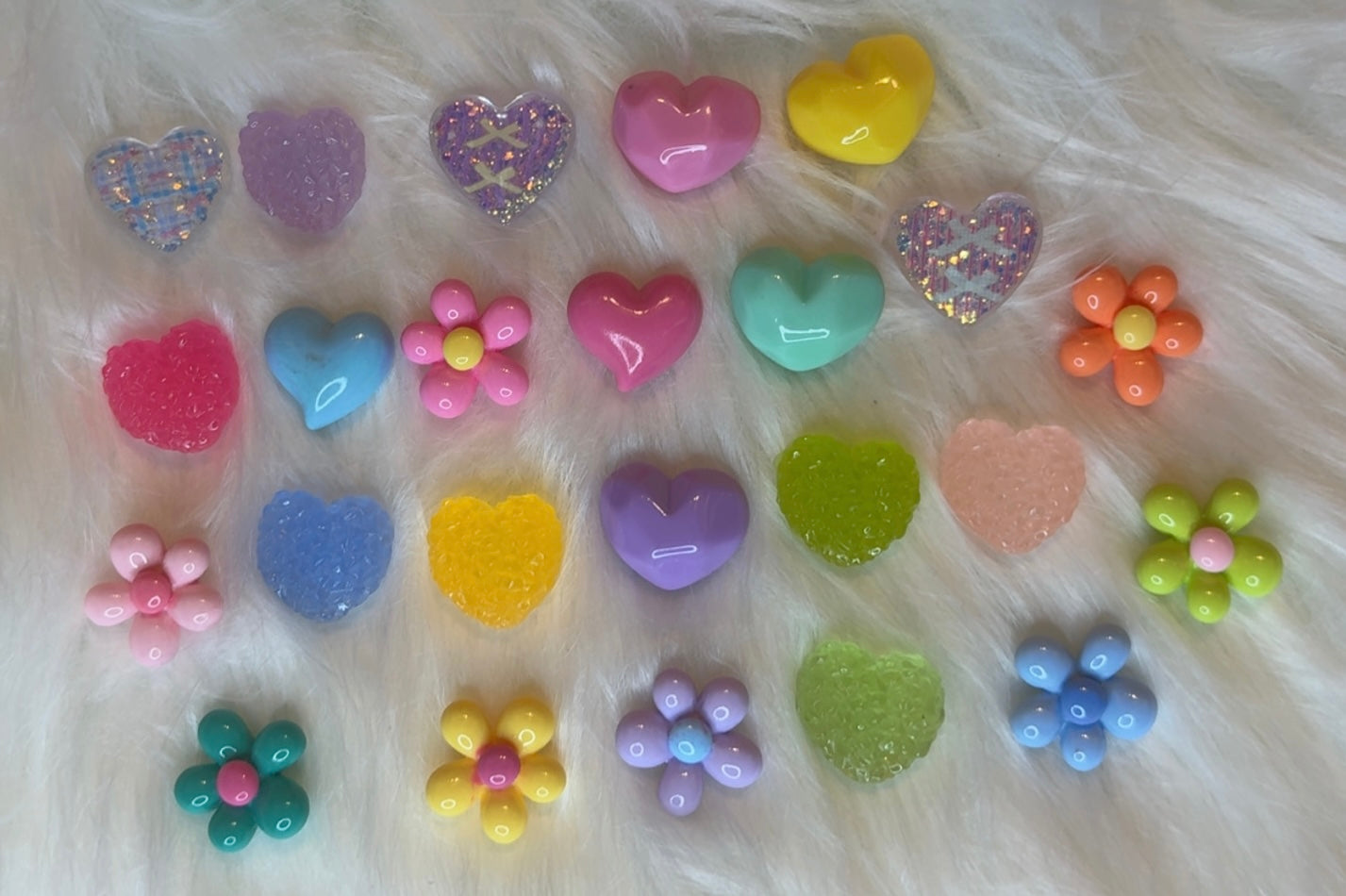 Hearts and flower charms