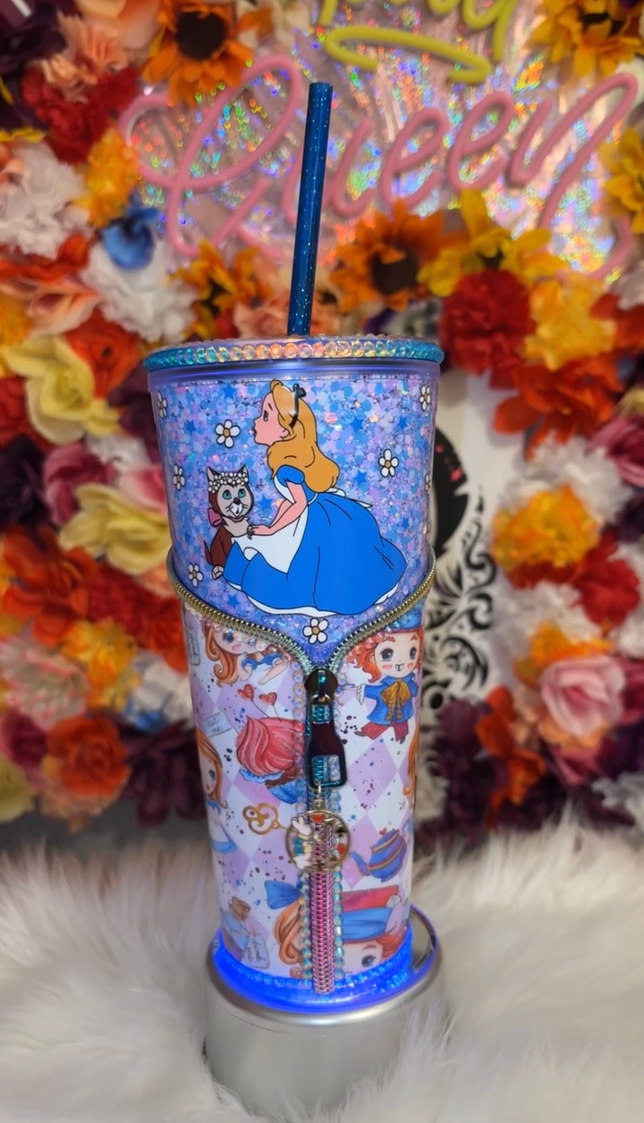 Alice And Wonderland Zipper Tumbler