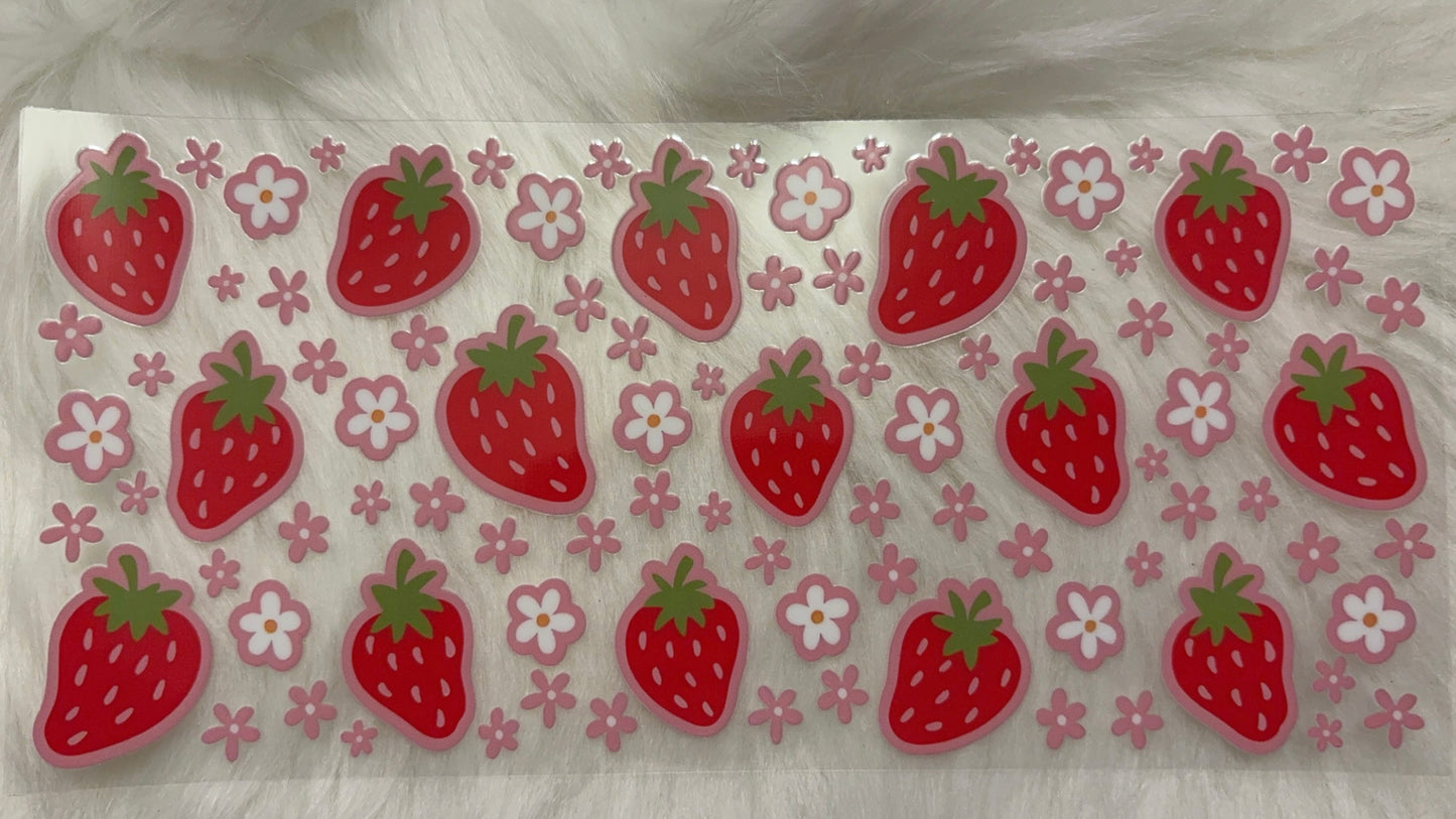 Flowers and strawberries